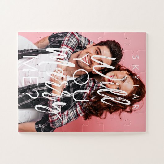 Wil je me Trendy script en aangepaste foto's laten Legpuzzel (Horizontaal)