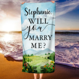 Wil je me trouwen? Aangepast huwelijksvoorstel Strandlaken