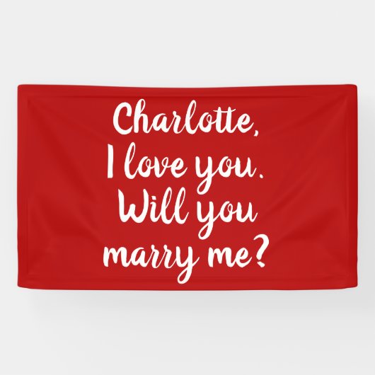 Wil je me trouwen, een rood huwelijksvoorstel? spandoek (Horizontaal)
