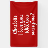 Wil je me trouwen, een rood huwelijksvoorstel? spandoek (Verticaal)