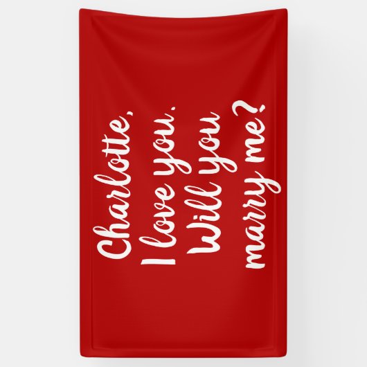 Wil je me trouwen, een rood huwelijksvoorstel? spandoek (Verticaal)