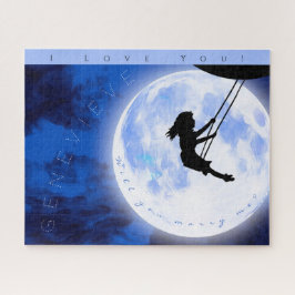 Wil je me trouwen? Girl Swing on Moon Legpuzzel