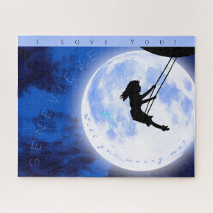 Wil je me trouwen? Girl Swing on Moon Legpuzzel