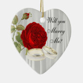 Wil je me trouwen? | Rode rozen Keramisch Ornament (Rechts)
