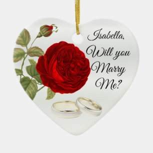Wil je me trouwen? Rood Rose Keramisch Ornament