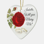 Wil je me trouwen? | Rood Rose Keramisch Ornament (Links)