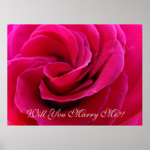 Wil je me trouwen?! Roze rozengedrukte teksten Wed Poster