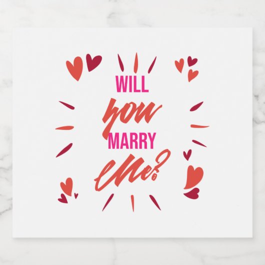 Wil je me trouwen? sparkling wijnetiket (Enkel label)