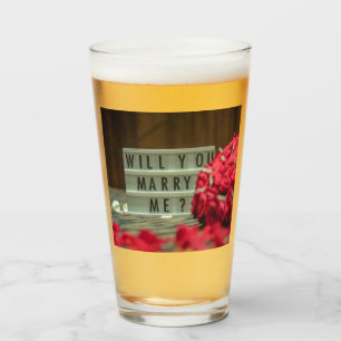 Wil je me trouwen? Voorstel voor huwelijk Glas