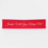Wil je me trouwen? Witte Script-tekst, rood Spandoek (Horizontaal)