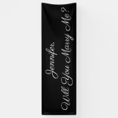 Wil je me trouwen? Wittekst op zwarte banner (Verticaal)