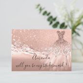 Wil je met de bruidsmaid Glitter Ocean Roos Gold Kaart (Staand voorkant)