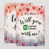 Wil je met me op Valentijnsdag spreadsheets maken? Feestdagenkaart (Voorkant / Achterkant)