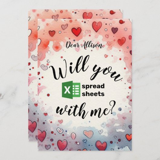 Wil je met me op Valentijnsdag spreadsheets maken? Feestdagenkaart (Voorkant / Achterkant)