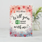 Wil je met me op Valentijnsdag spreadsheets maken? Feestdagenkaart (Staand voorkant)