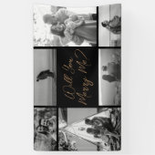 Wil je met me trouwen? | 6 foto zwart goud voorste spandoek (Verticaal)