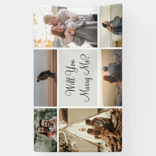 Wil je met me trouwen? | 6 voorstel voor fotocolla spandoek (Verticaal)
