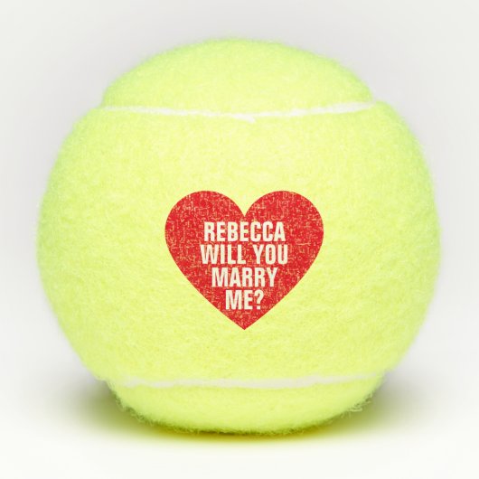 Wil je met me trouwen aangepaste huwelijksaanzoek tennisballen (Voorkant)