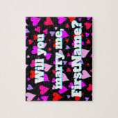 "Wil je met me trouwen" + Aangepaste naam + Hartvo Legpuzzel (Verticaal)