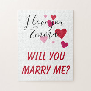 Wil je met me trouwen Aanzoek Personaliseer Hartje Legpuzzel