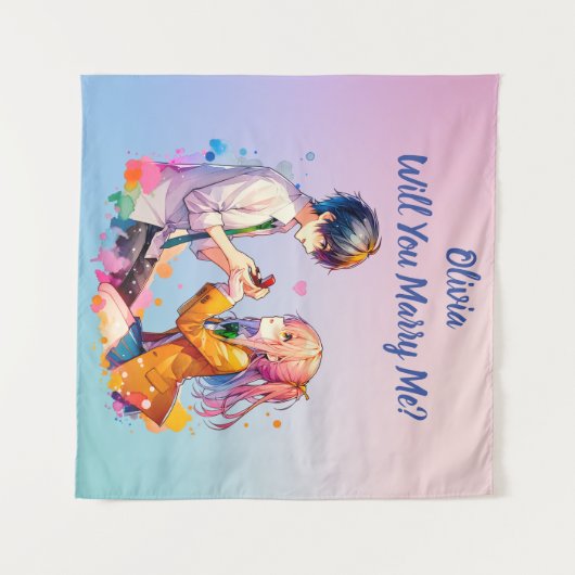 Wil je met me trouwen | Anime Huwelijksaanzoek  Wandkleed (Voorkant (horizontaal))