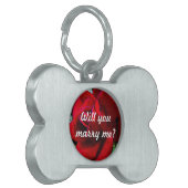 "Wil je met me trouwen?" bericht over rode roos Huisdieren Naamplaatje (Voorkant Links)