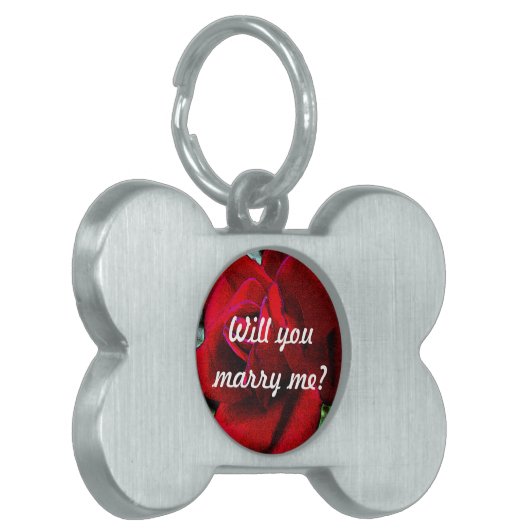 "Wil je met me trouwen?" bericht over rode roos Huisdieren Naamplaatje (Voorkant Links)