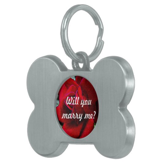 "Wil je met me trouwen?" bericht over rode roos Huisdieren Naamplaatje (Voorkant Rechts)