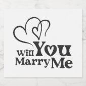 Wil je met me trouwen - Funny Wedding Proposal Sparkling Wijnetiket (Enkel label)