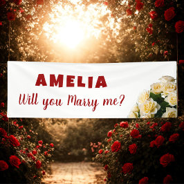 Wil je met me trouwen Gele Roos Romantisch Trouwvo Spandoek