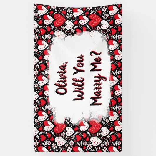 Wil je met me trouwen, gepersonaliseerd voorstel spandoek (Verticaal)