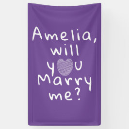 Wil je met me trouwen Hart Paarse Romantische Huwe Spandoek