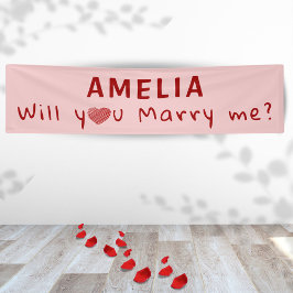 Wil je met me trouwen Hart Rood Roze Romantisch Aa Spandoek