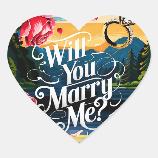 Wil je met me trouwen? hart sticker (Voorkant)