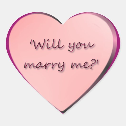 'Wil je met me trouwen?' hart Sticker (Voorkant)