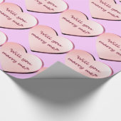 'Wil je met me trouwen' harten Cadeaupapier (Hoek)