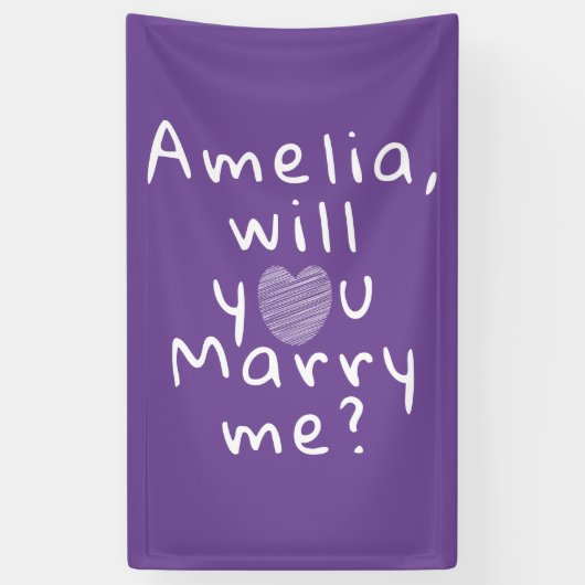 Wil je met me trouwen Heart Paarse Romantic Propos Spandoek (Verticaal)