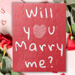 Wil je met me trouwen, Heart Red Romantic Voorstel Legpuzzel<br><div class="desc">Wil je met me trouwen met het Heart Red Romantic-voorstel puzzel. Wil je met me trouwen in moderne witte script typografie met een wit hart op een rode achtergrond.</div>