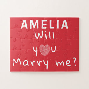 Wil je met me trouwen, Heart Red Romantic Voorstel Legpuzzel
