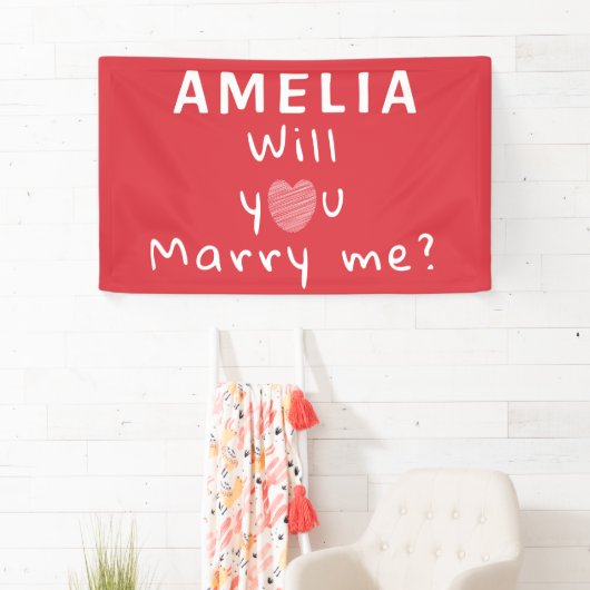 Wil je met me trouwen, Heart Red Romantic Voorstel Spandoek (Insitu)