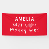 Wil je met me trouwen, Heart Red Romantic Voorstel Spandoek (Horizontaal)