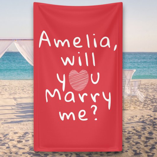 Wil je met me trouwen, Heart Red Romantic Voorstel Spandoek