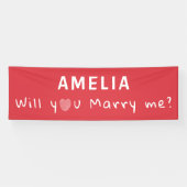 Wil je met me trouwen, Heart Red Romantic Voorstel Spandoek (Horizontaal)