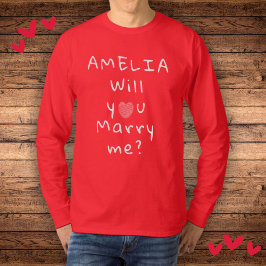 Wil je met me trouwen, Heart Red Romantic Voorstel T-shirt