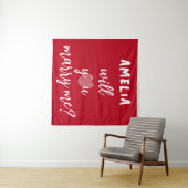 Wil je met me trouwen, Heart Red Romantic Voorstel Wandkleed (In Situ (horizontaal))