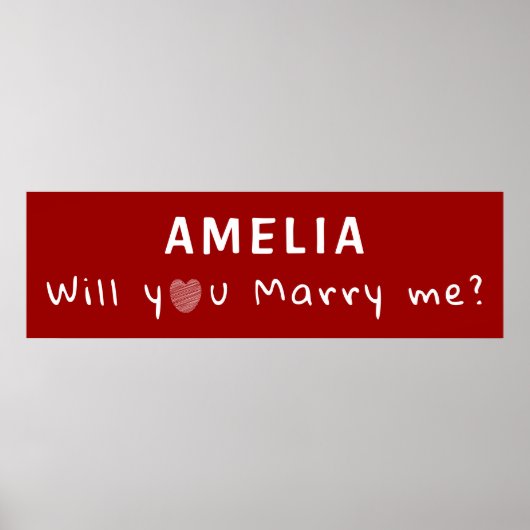 Wil je met me trouwen Heart Red romantisch voorste Poster (Voorkant)