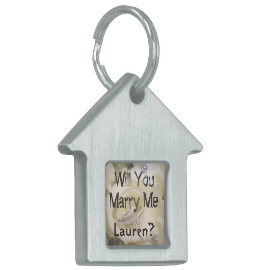 Wil je met me trouwen? Huwelijksaanzoek Hond Label Huisdieren Naamplaatje (Voorkant Links)