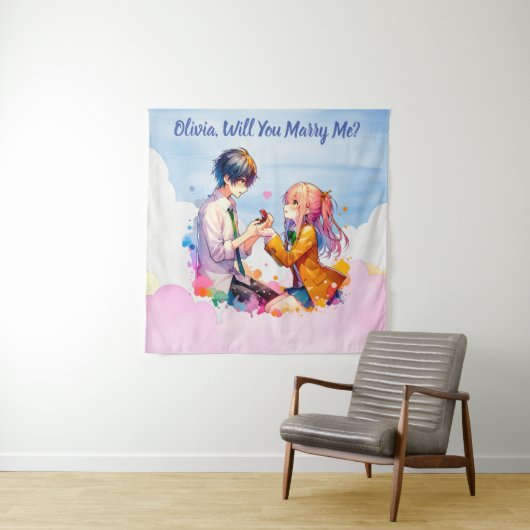 Wil je met me trouwen? | Huwelijksaanzoek met anim Wandkleed (In situ)