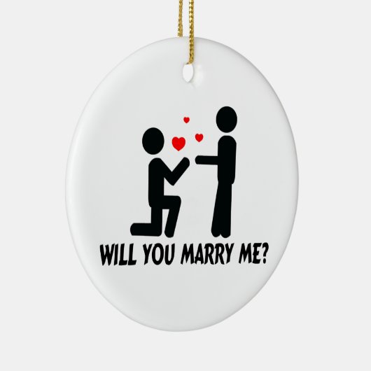 Wil je met me trouwen in Man en Man? Keramisch Ornament (Rechts)