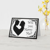 Wil je met me trouwen met een zwart-wit cameo kaar kaart (Gele Bloem)